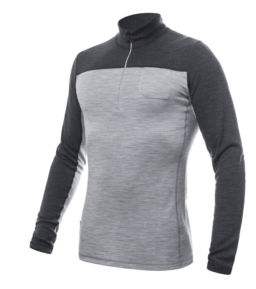 SENSOR MERINO BOLD pánske tričko dl.rukáv zips cool gray/anthracite Veľkosť: S