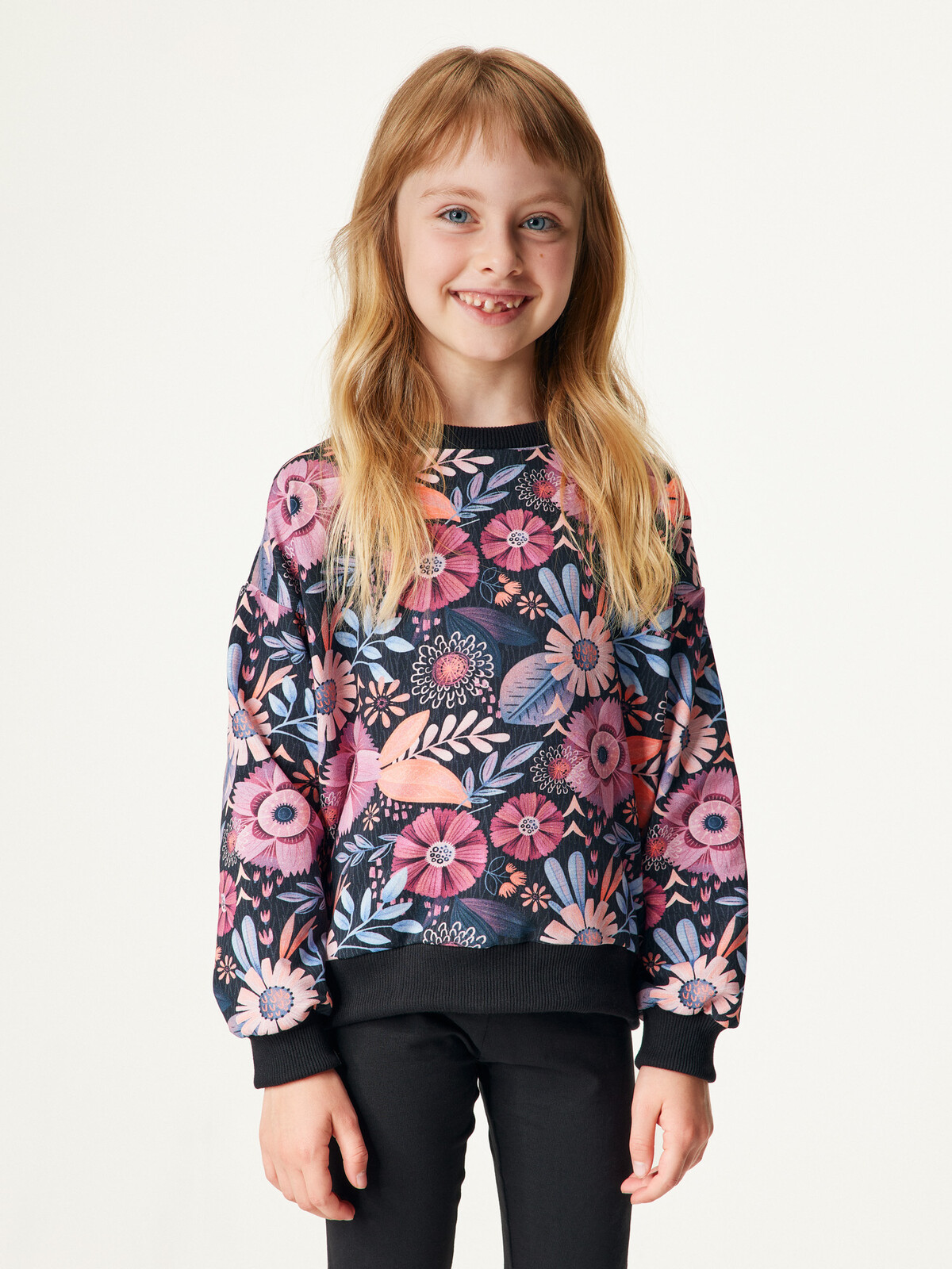 Unuo Unuo, Detská bavlnená mikina, Kúzelné kvety Veľkosť: 122/128 8596227149797