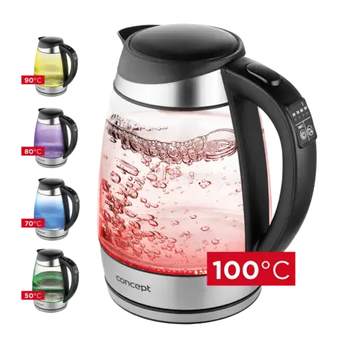 CONCEPT RK4120 Rýchlovarná kanvica sklenená 1,7 l s nastavením teplôt