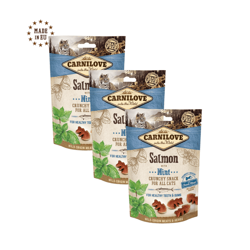 3 x Carnilove Cat Crunchy Snack Salmon with Mint with fresh meat 50g