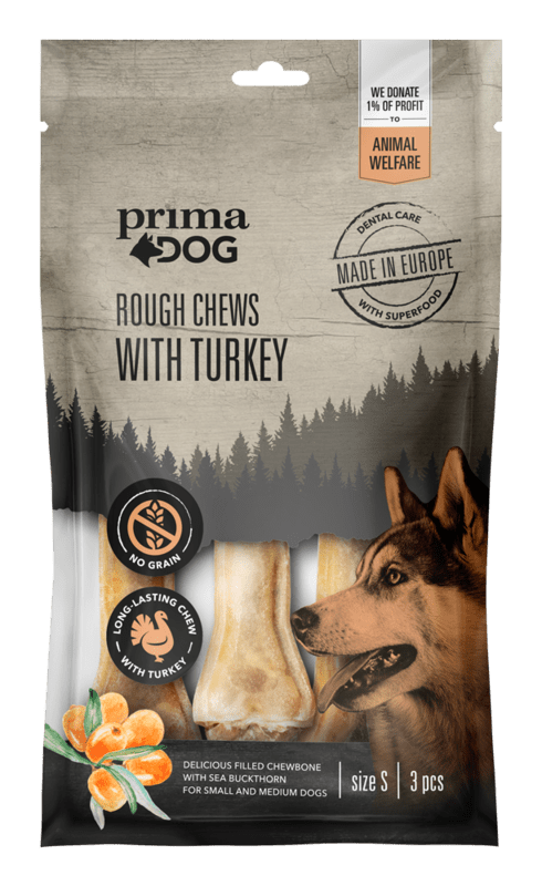PrimaDog Rough Chews Turkey-Sea buckthorn S 10 cm 105 g