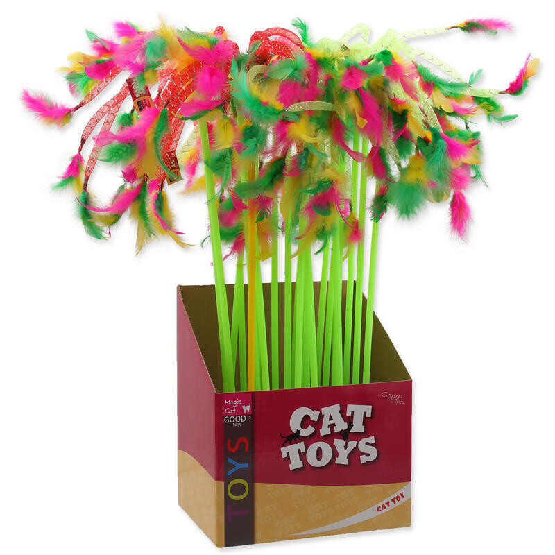 Hračka MAGIC CAT šidítko s pírky 27 cm + 49 cm 24ks