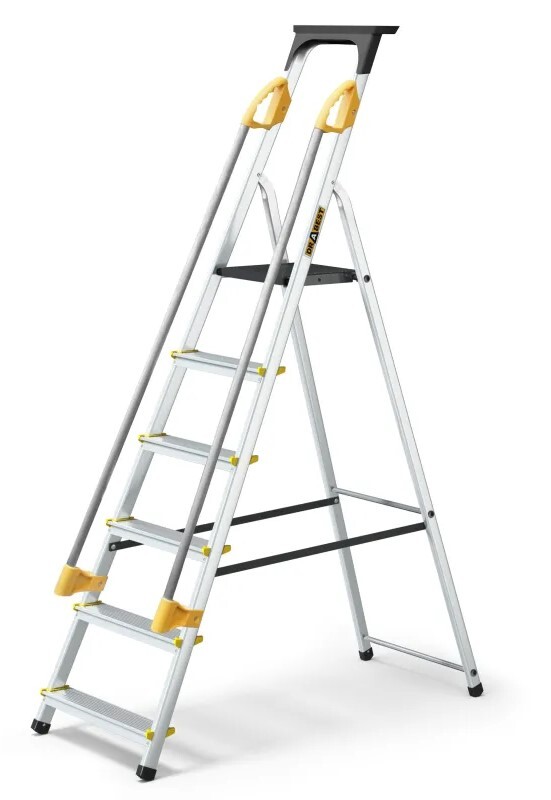 Drabest Hliníkové jednostranné schodíky STEPS - 6 s madlami