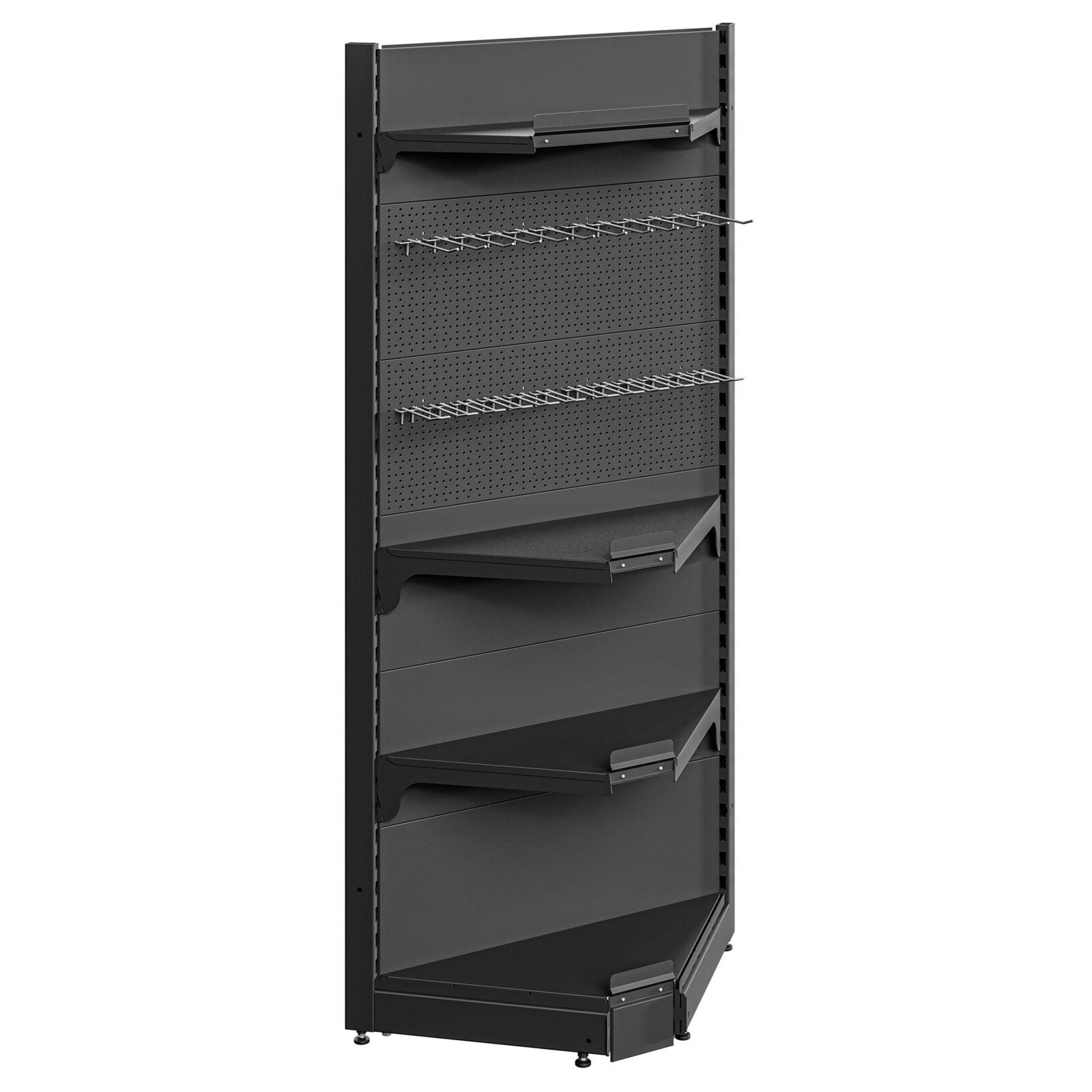 Marbo Regál do predajne s perforovaným panelom rohový 193x65x65 - 4 police