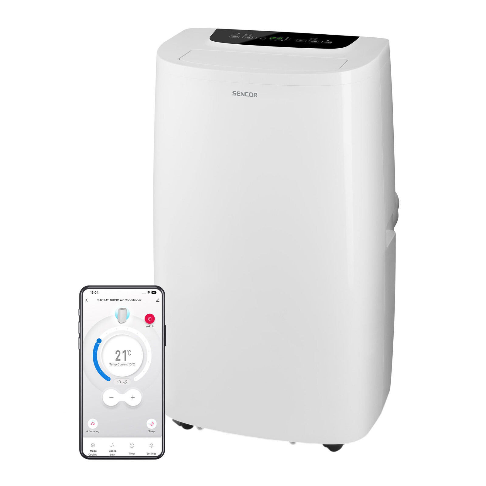 Sencor SAC MT1603C Mobilná klimatizácia Wi-Fi Iceberg Ultimatívny chladiaci výkon 16 000 BTU/h, Max. veľkosť miestnosti: 68 m2 / 177 m3 (výška stropu