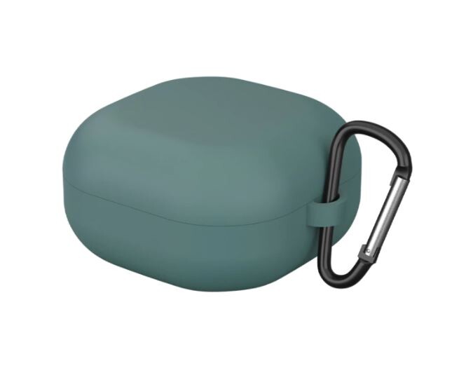 Silikónové puzdro pre Samsung Galaxy Buds 2, Live a Pro s karabínou - Tmavo zelená