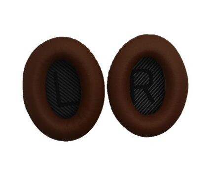Náhradné kožené náušníky pre slúchadlá Bose QuietComfort 2, 15, 25 a 35 - Hnedé s čiernym vnútrom
