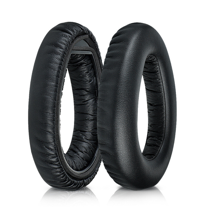 Náhradné náušníky pre slúchadlá Sennheiser PXC550, PXC480 a MB660 - Lesklé čierne, kožené