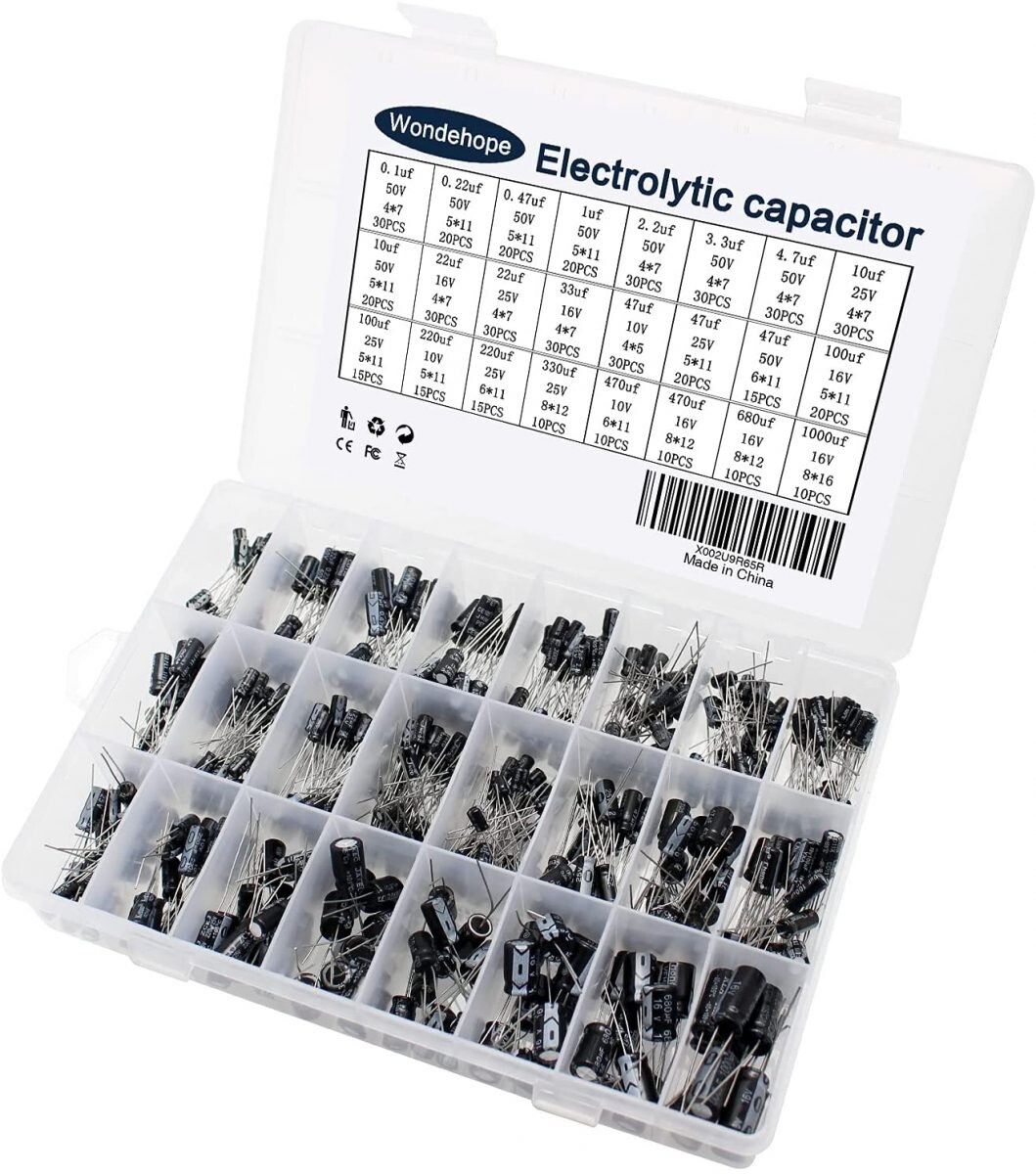 Sada elektrolytických kondenzátorov 0,1uF - 1000uF - 24 druhov, 500 kusov