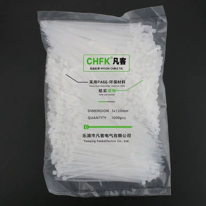 Sťahovacie pásky nylonové 3x150mm, 1000ks, biele