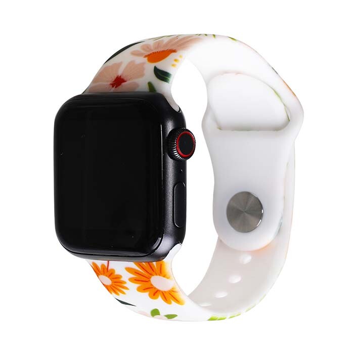 Remienok s potlačou na Apple Watch - Papraď Veľkosť: 42/44/45/46/49mm, Obvod: S-M (menší až stredný obvod zápästia), Farba: Biela