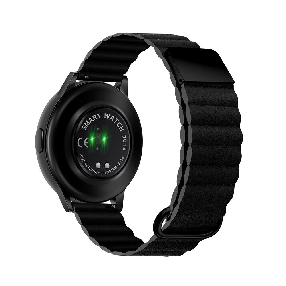 Štýlový kožený remienok s magnetom na smart hodinky 20mm Veľkosť: 20mm, Farba: Čierna