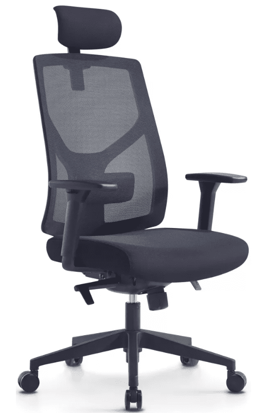 Kancelárska ergonomická stolička ARES s podhlavníkom - sieť, čierny plast, nosnosť 120 kg, čierna