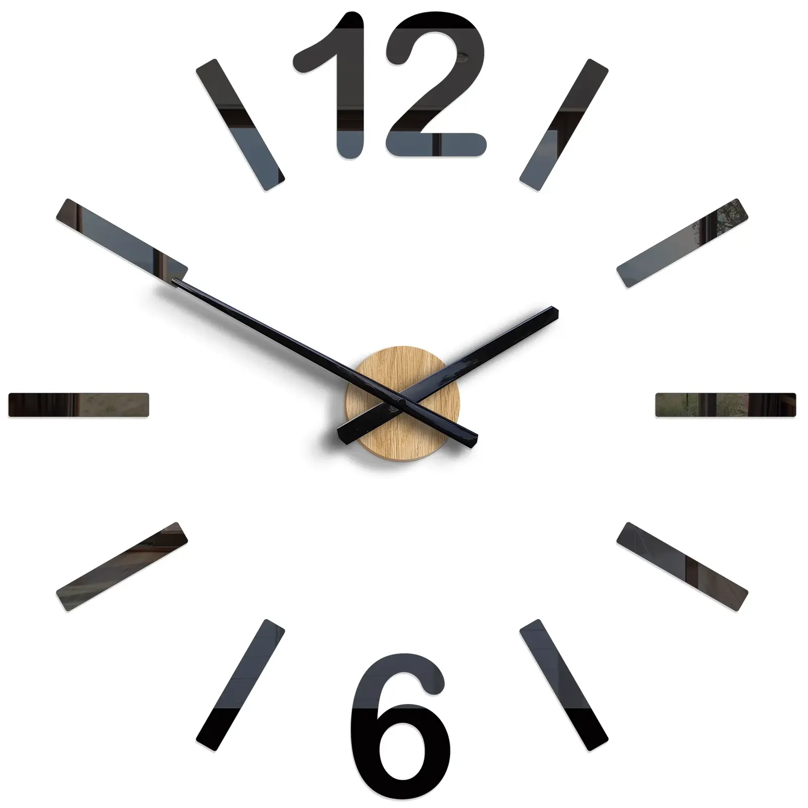 Nástěnné samolepící hodiny Forest 60 cm černé