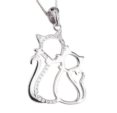 Prívesok s dvoma mačkami - chirurgická oceľ a zirkóny