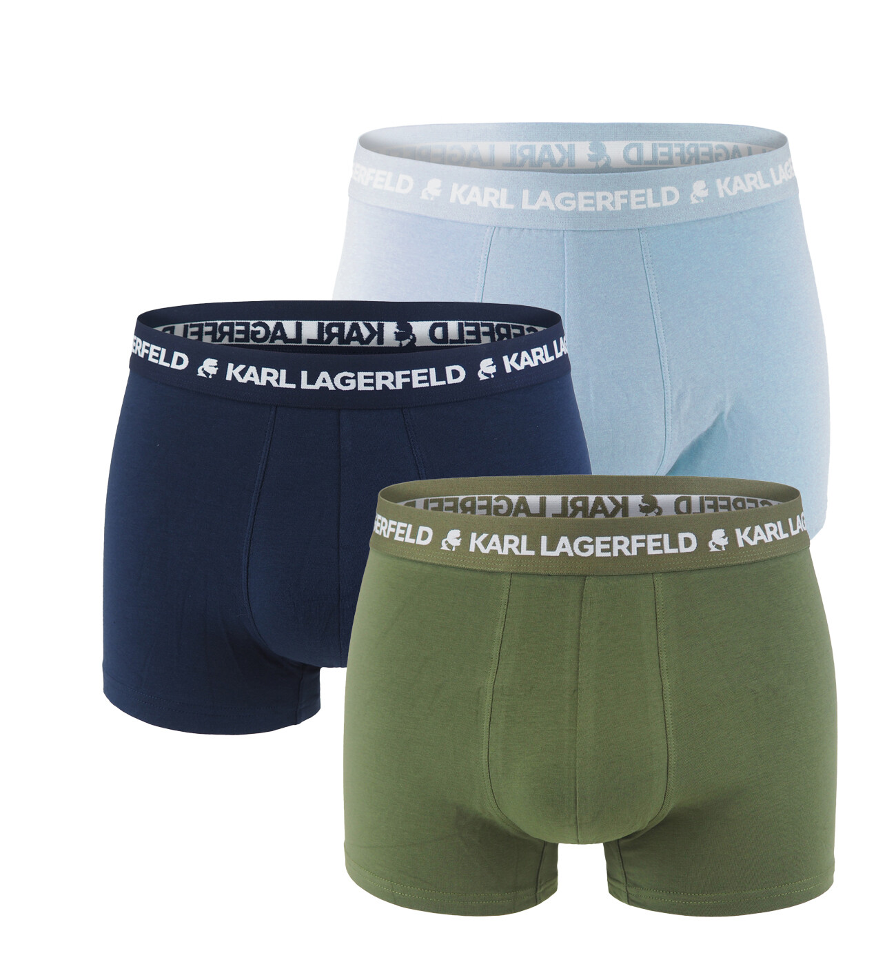 KARL LAGERFELD - boxerky 3PACK organic cotton logo LAGERFELD indigo & blu mood color