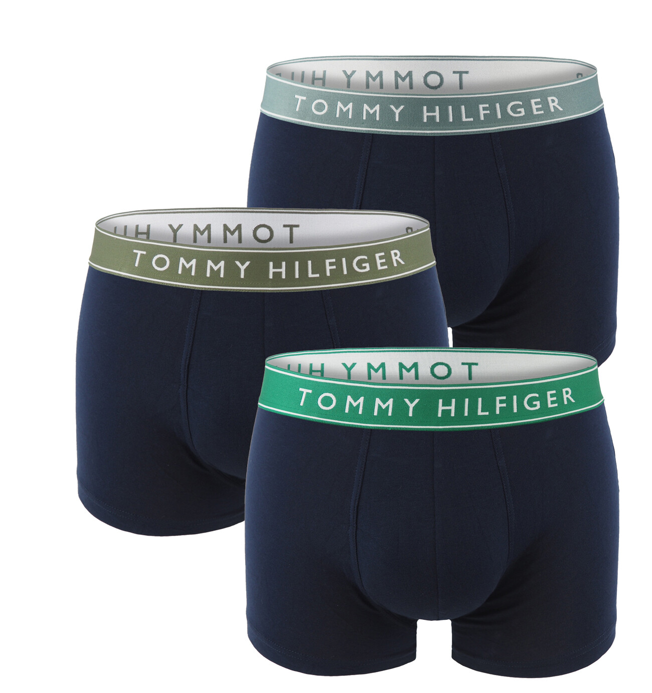 TOMMY HILFIGER - boxerky 3PACK eco friendly everyday essentials original dark / green waist