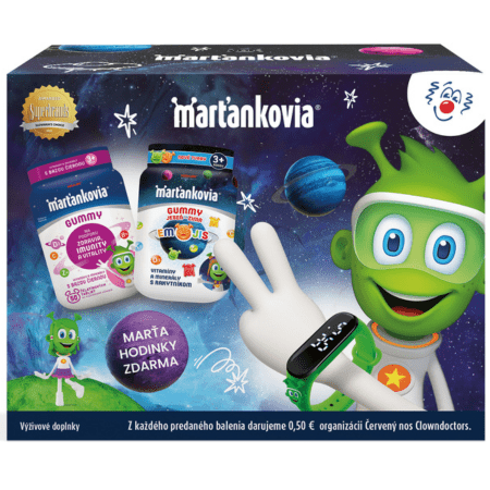 WALMARK Marťankovia gummy s bazou čiernou + emojis + marťahodinky set