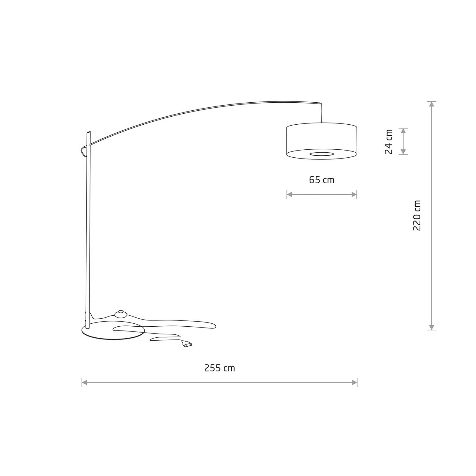 Lampa Poise B, sivá, oceľ, textil, dosah 255 cm