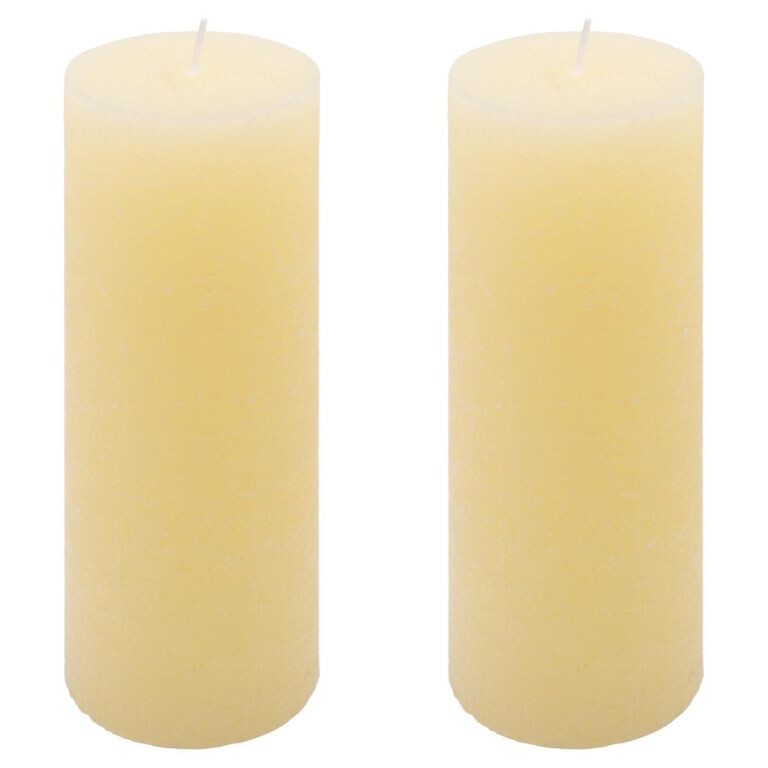 Krémová parafínová sviečka rustikálna 20 cm, 90 h, súprava 2
