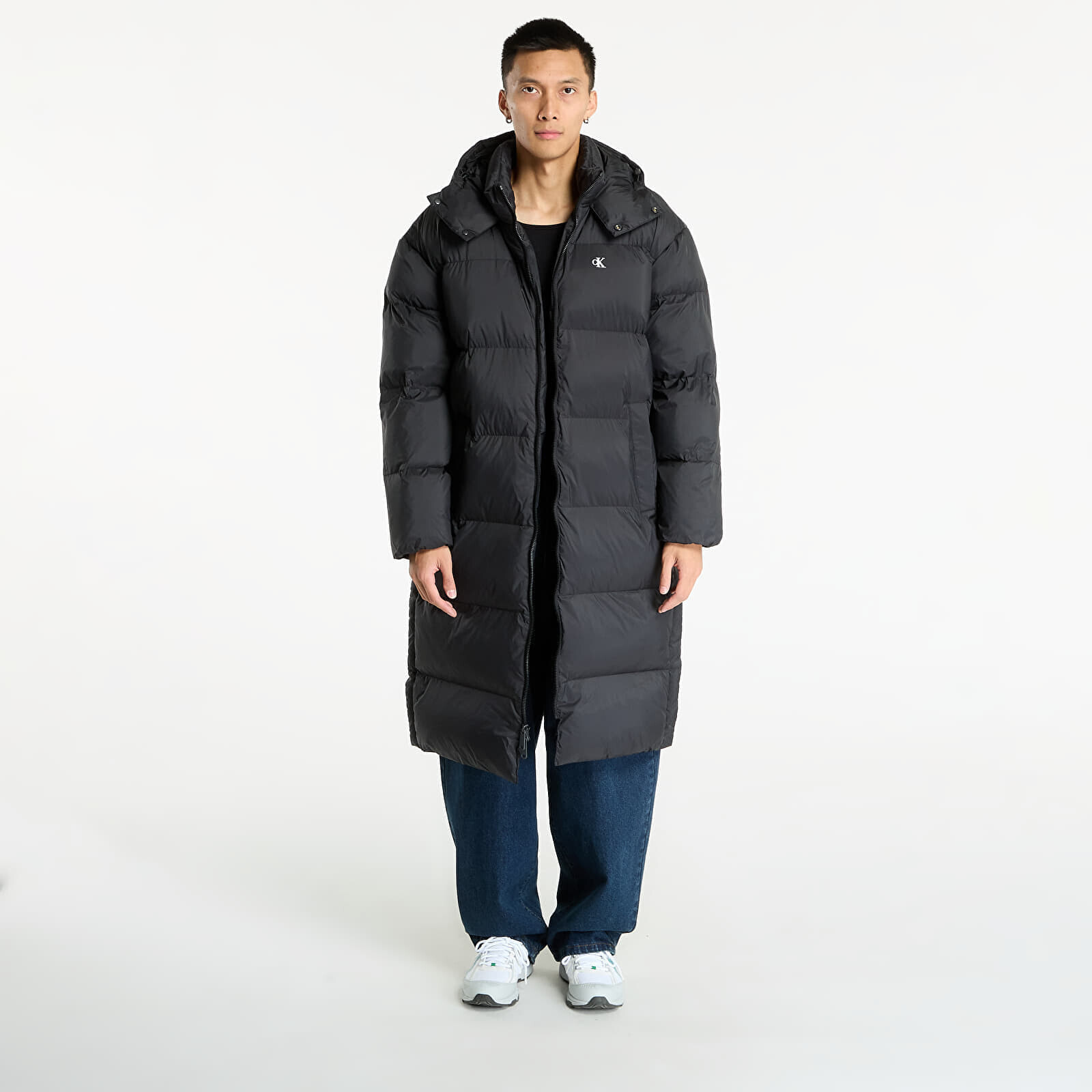 Kabát Calvin Klein Jeans Ls Long Length Hooded Coat Black S