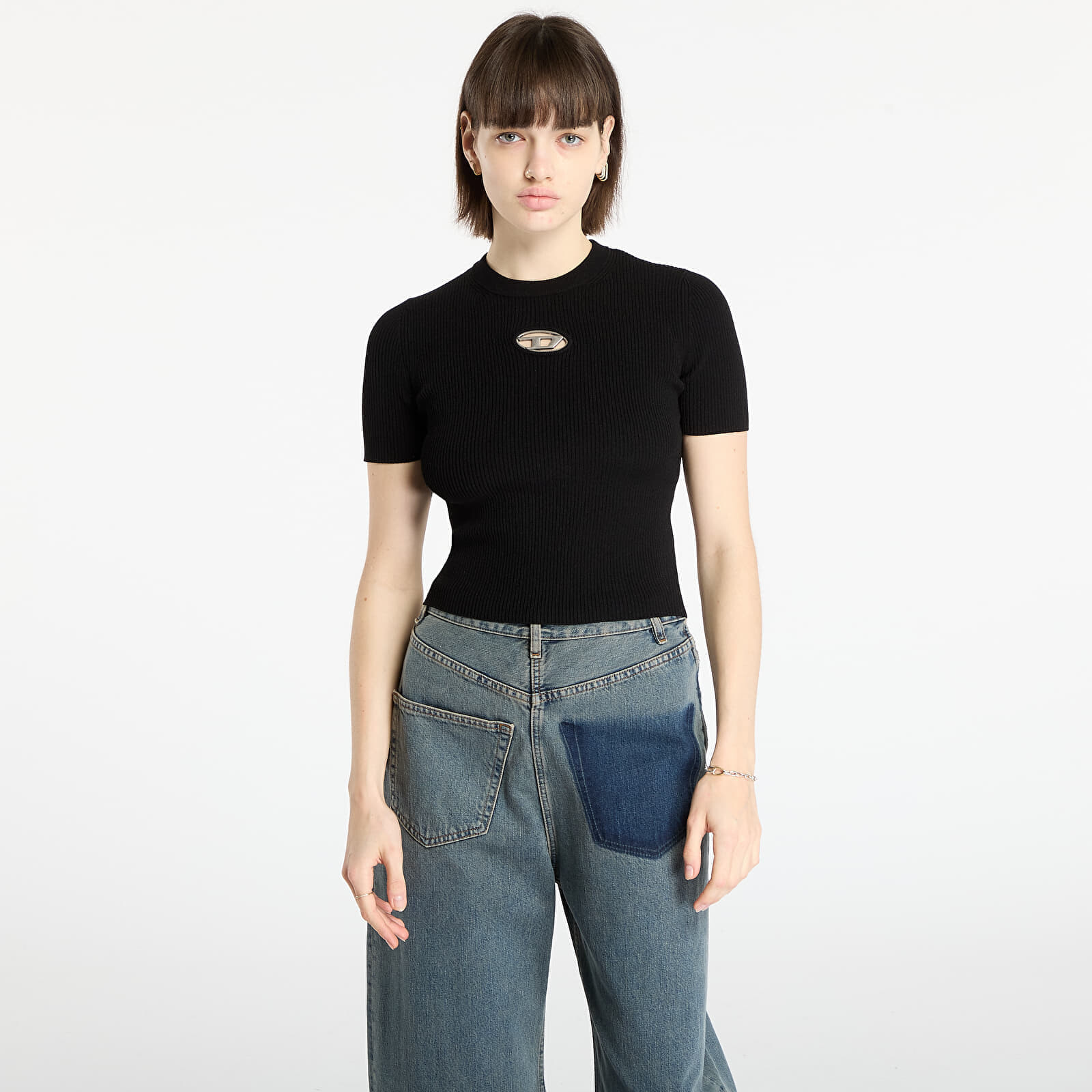 Tričko DIESEL M-Valari-Ss Knitwear Black L