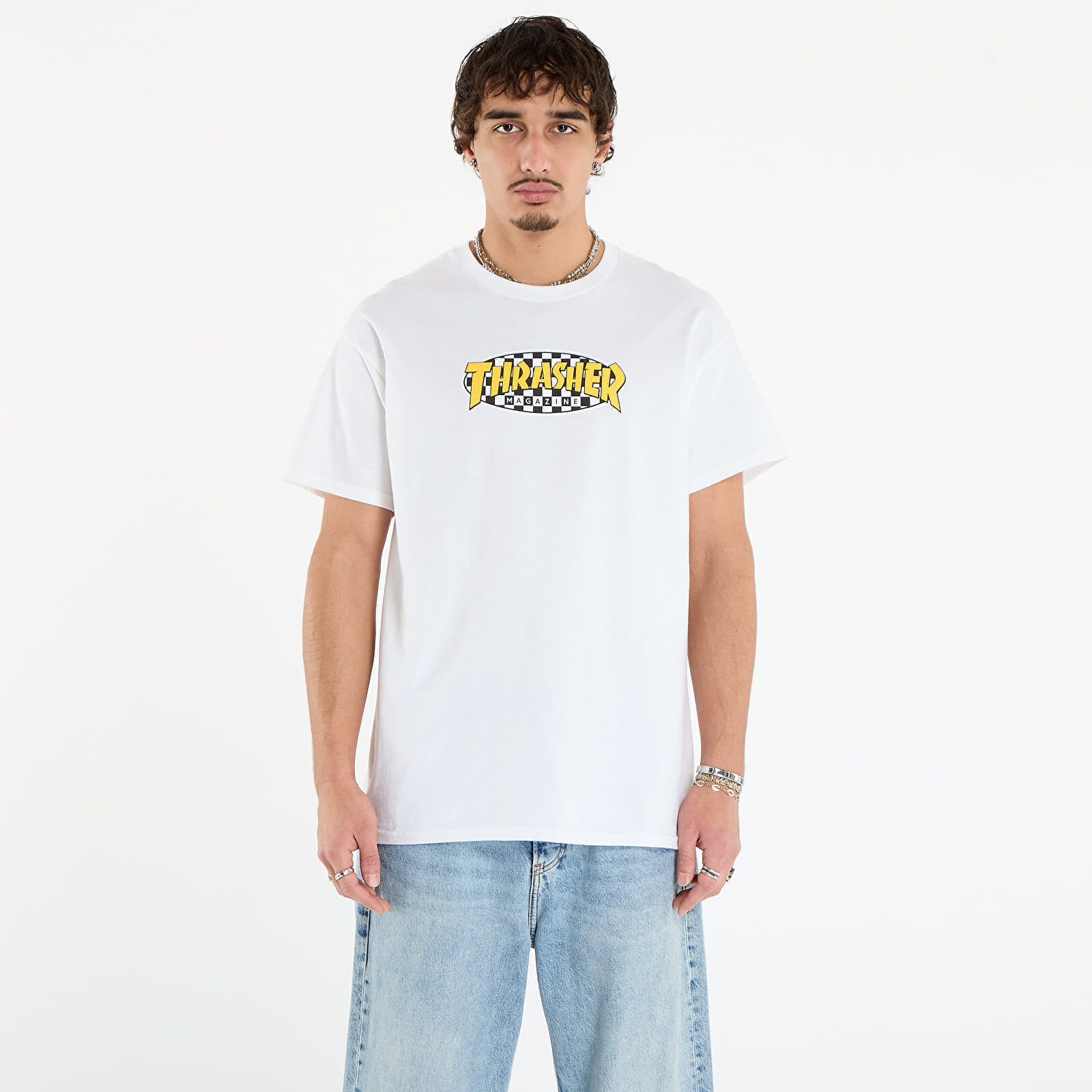 Tričko Thrasher Checkered Oval T-Shirt White XXL
