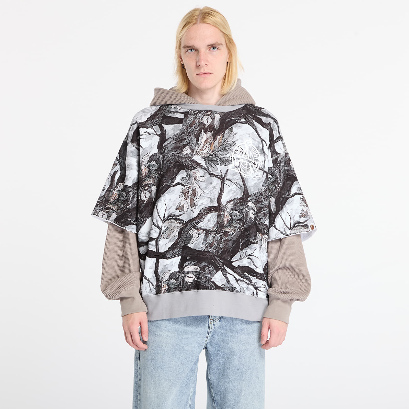 Mikina A BATHING APE Tree Edge Camo Layered Pullover Hoodie UNISEX White S