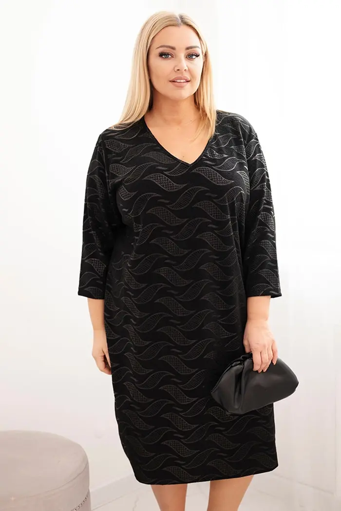 Kesi Dámska šaty z žoržetu Plus Size s výstrihom V čierna
