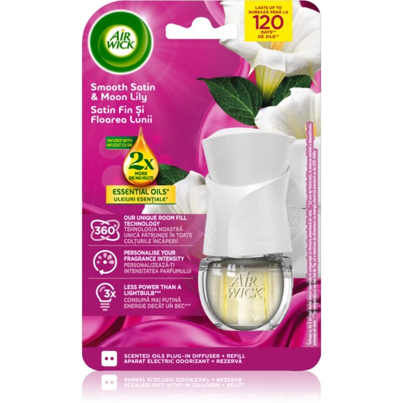 Air Wick Smooth Satin & Moon Lily Electric elektrický osviežovač vzduchu s náplňou 19 ml