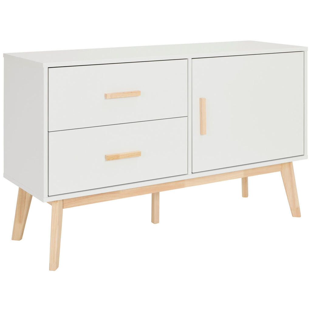 MID.YOU ŠIROKÁ KOMODA, kaučukové drevo, prírodná farba, biela,