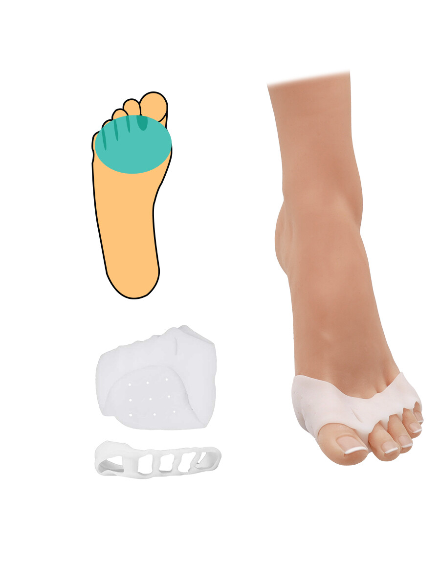 Bandáž metavankúšik so separáciou prstov s čiastočným zakrytím priehlavku - biely