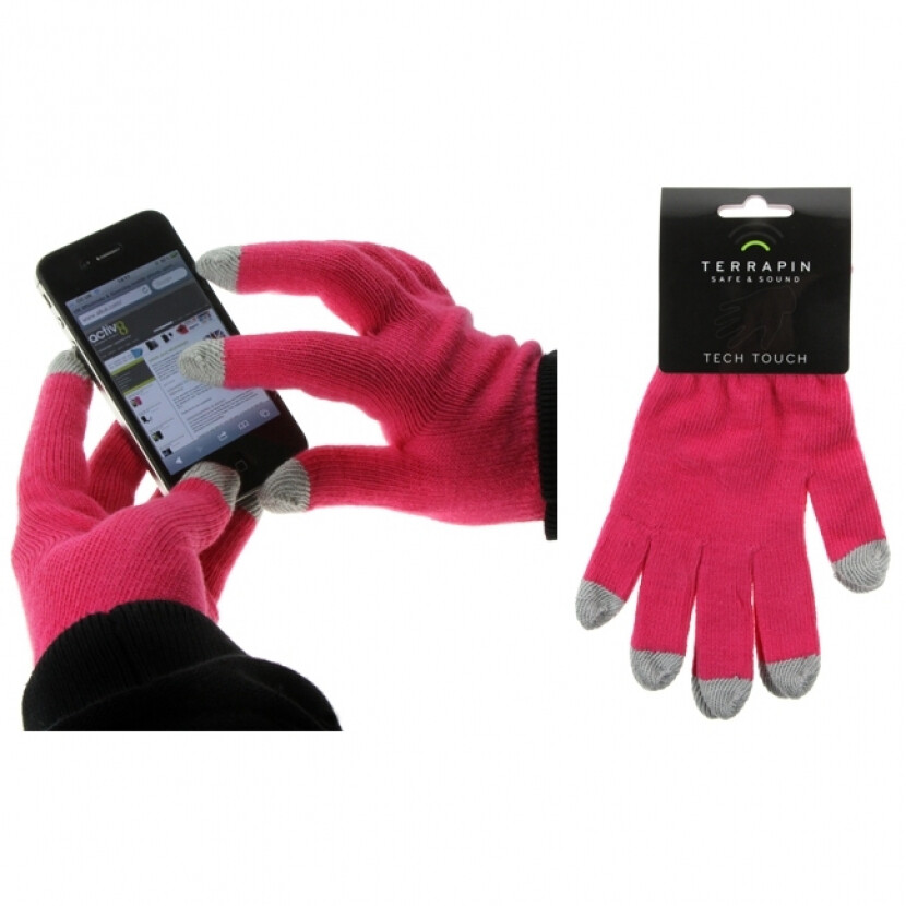 Rukavice pre smartfóny - tmavo ružové