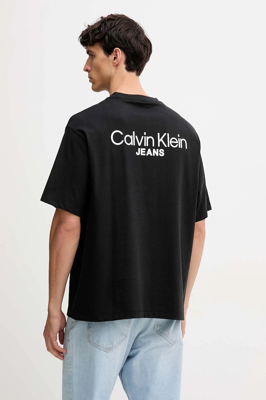 Bavlnené tričko Calvin Klein Jeans pánske, čierna farba, s potlačou, LV04RD825G