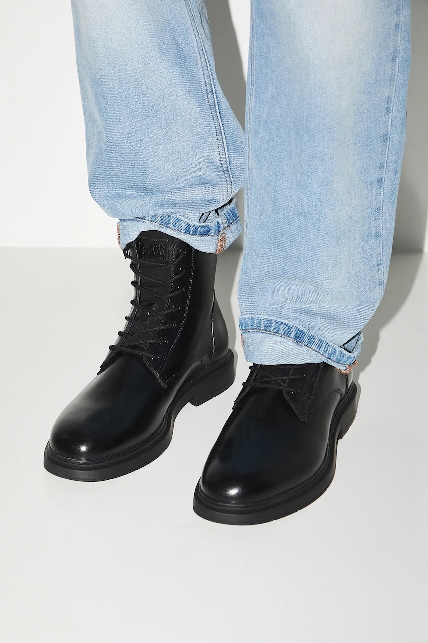 Kožené vysoké topánky Medicine čierna farba