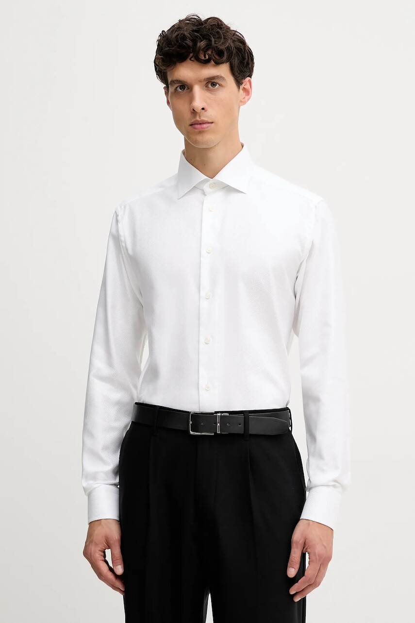 Bavlnená košeľa Eton biela farba, slim, s klasickým golierom, 100013928