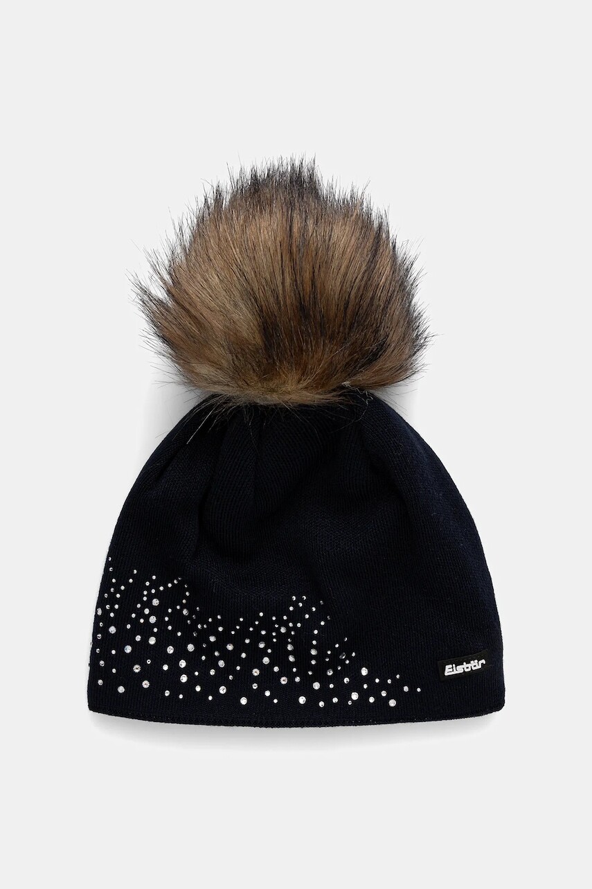 Čiapka s prímesou vlny Eisbar Nalin Lux Crystal MÜ tmavomodrá farba, E80115