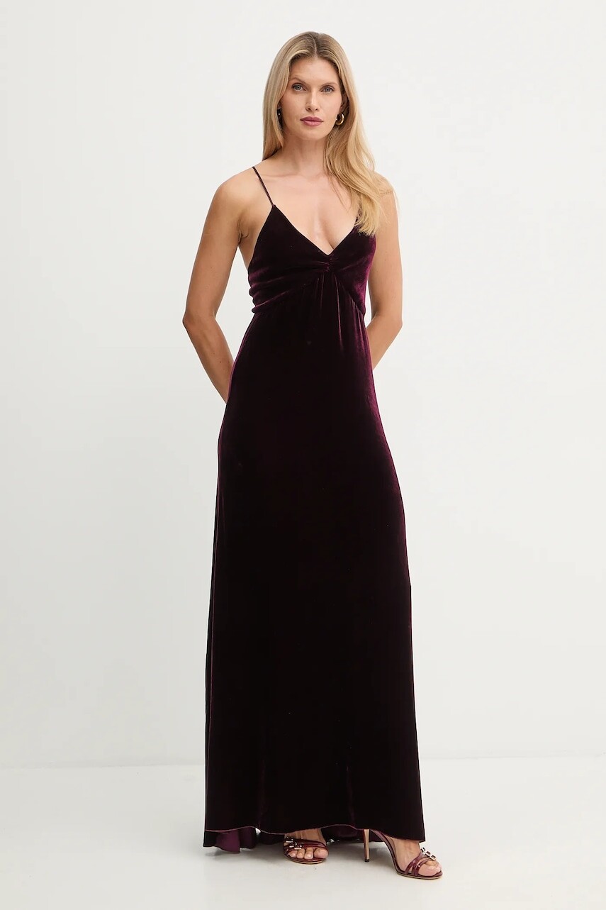 Šaty s prímesou hodvábu Forte Forte bordová farba, maxi, áčkový strih, 14351.mydress