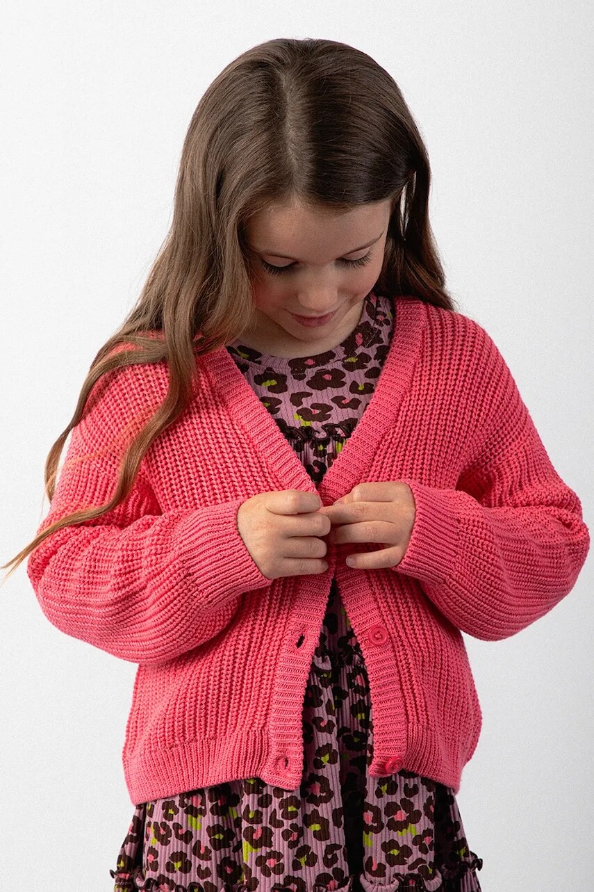 Detský sveter Coccodrillo ružová farba, CRAFT PUNK GIRL KIDS