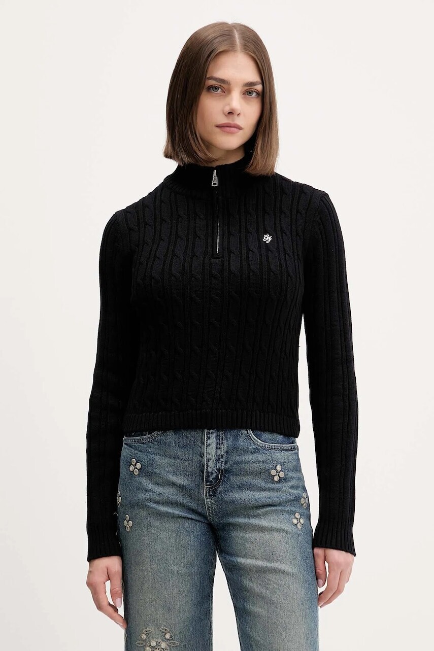 Bavlnený sveter Guess Jeans čierna farba, W5BR13 Z3HM1