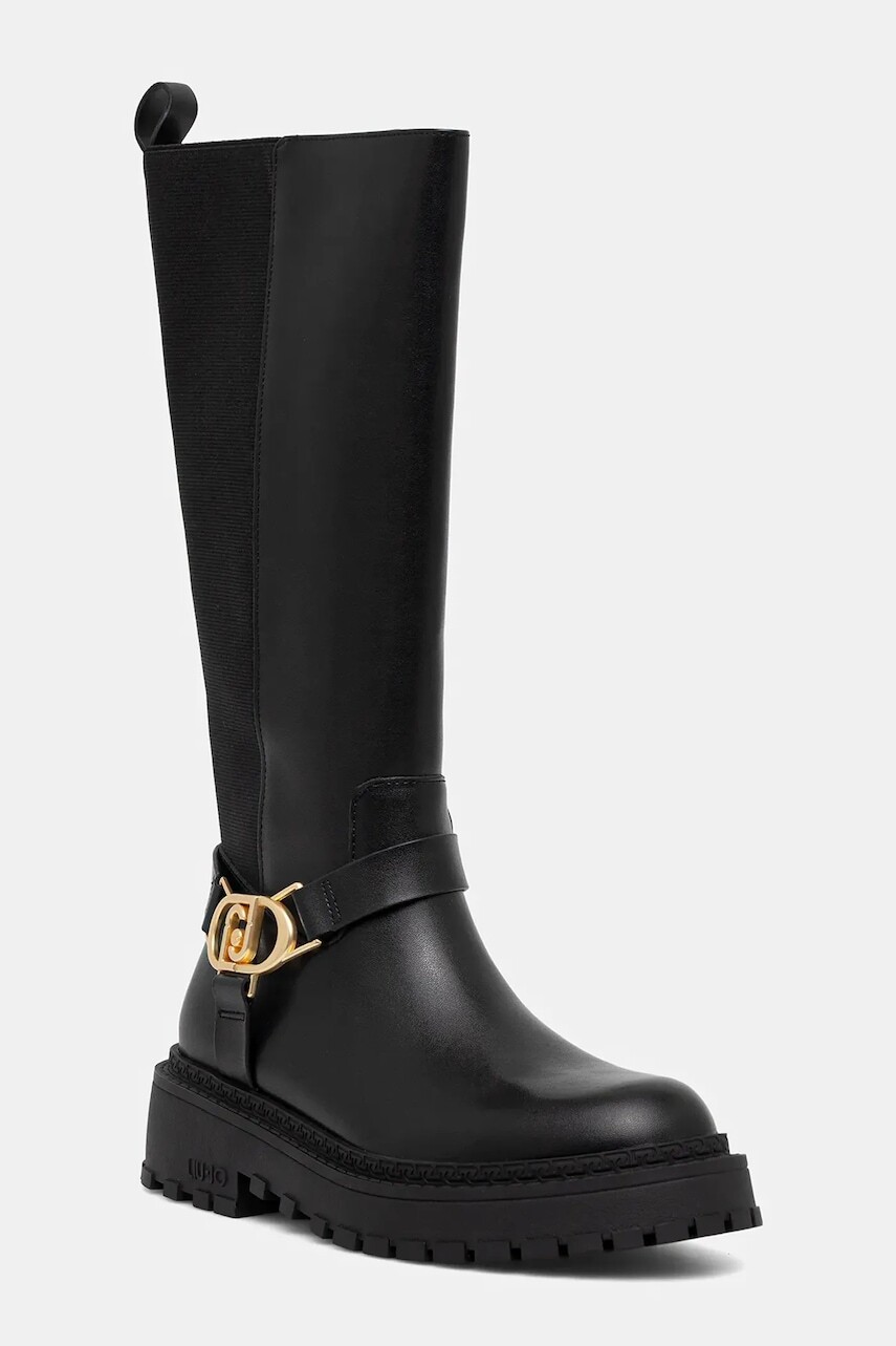 Vysoké čižmy Liu Jo RUMI 39 čierna farba, na plochom podpätku, SF5059PX24122222