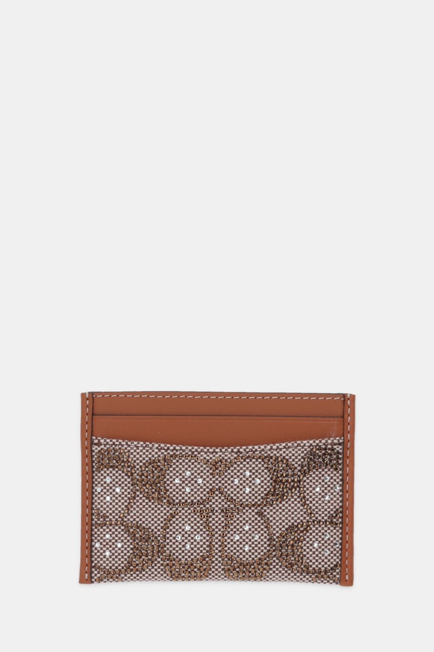 Kožené puzdro na karty Coach hnedá farba, CCD08