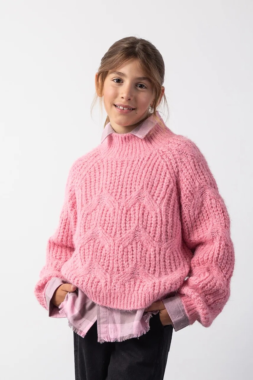 Detský sveter Coccodrillo ružová farba, ľahký, CRAFT PUNK GIRL JUNIOR