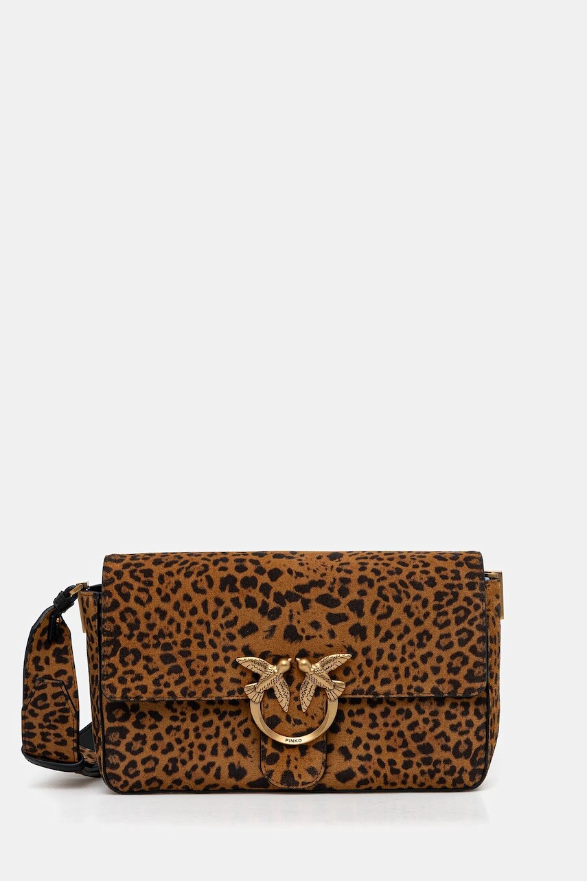 Semišová kabelka Pinko hnedá farba, 106243 A32A