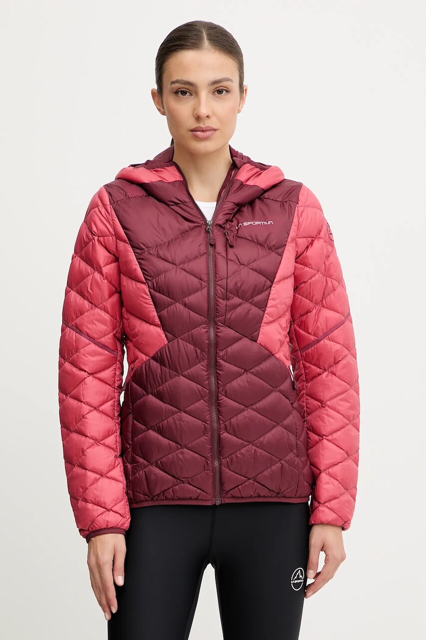 Páperová športová bunda LA Sportiva Pinnacle Down bordová farba, ZASJ098