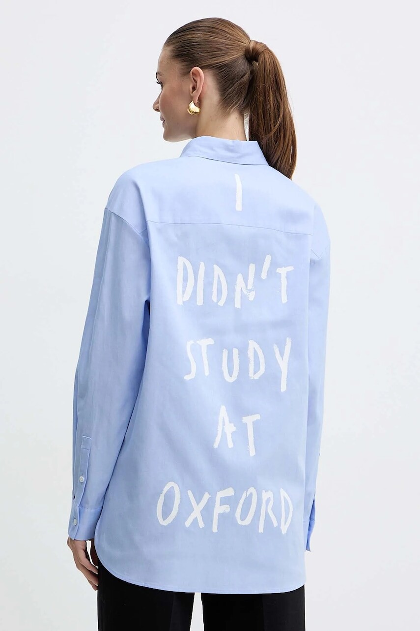 Bavlnená košeľa MAX&Co. modrá farba, voľný strih, s klasickým golierom, 2528116012200