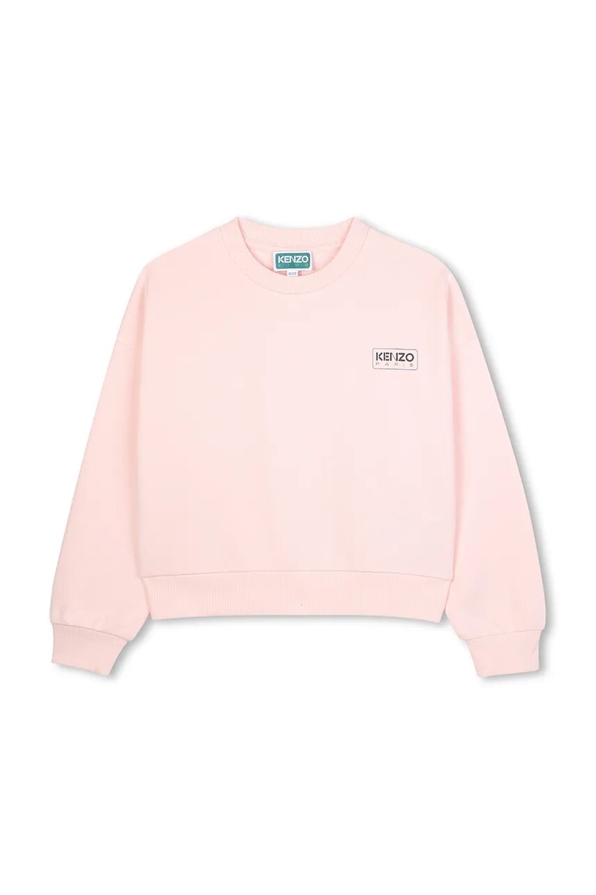 Detská mikina Kenzo Kids ružová farba, s kapucňou, s potlačou, K61369