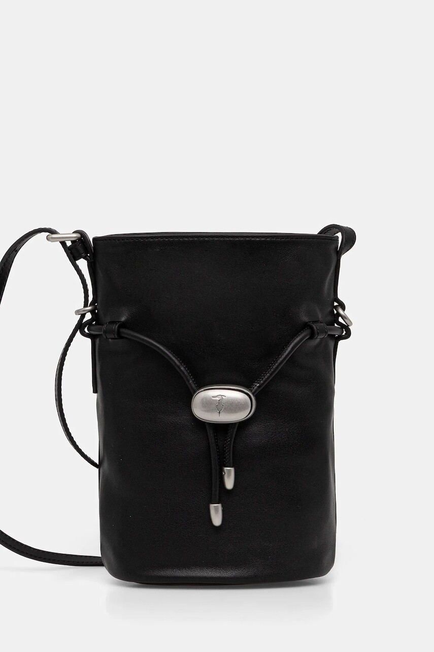 Kožená kabelka Trussardi čierna farba, Z600E005977N