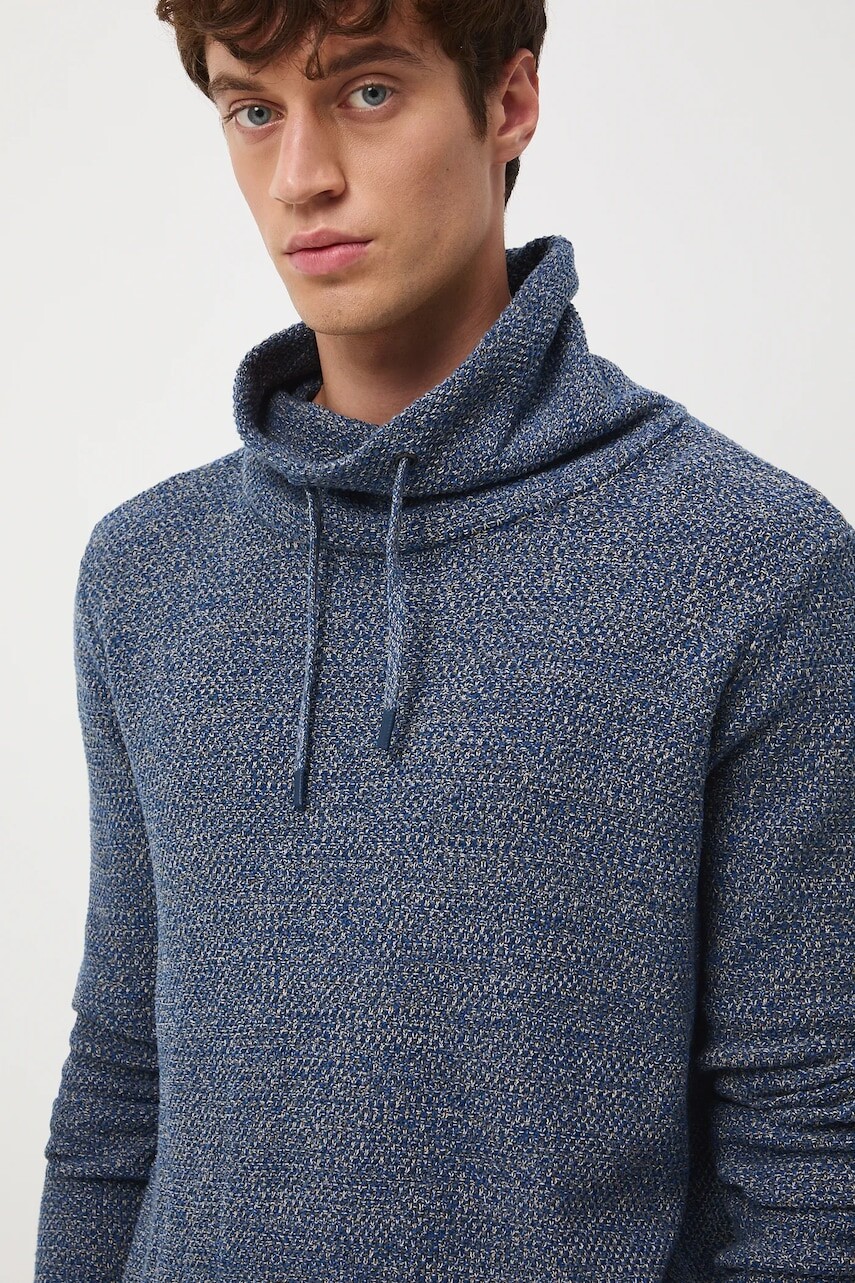 Bavlnený sveter Medicine modrá farba, teplé, s rolákom