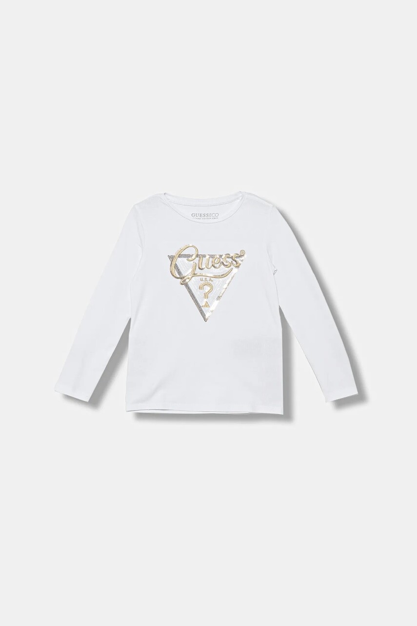 Detské tričko s dlhým rukávom Guess biela farba, K5BI06 J1314